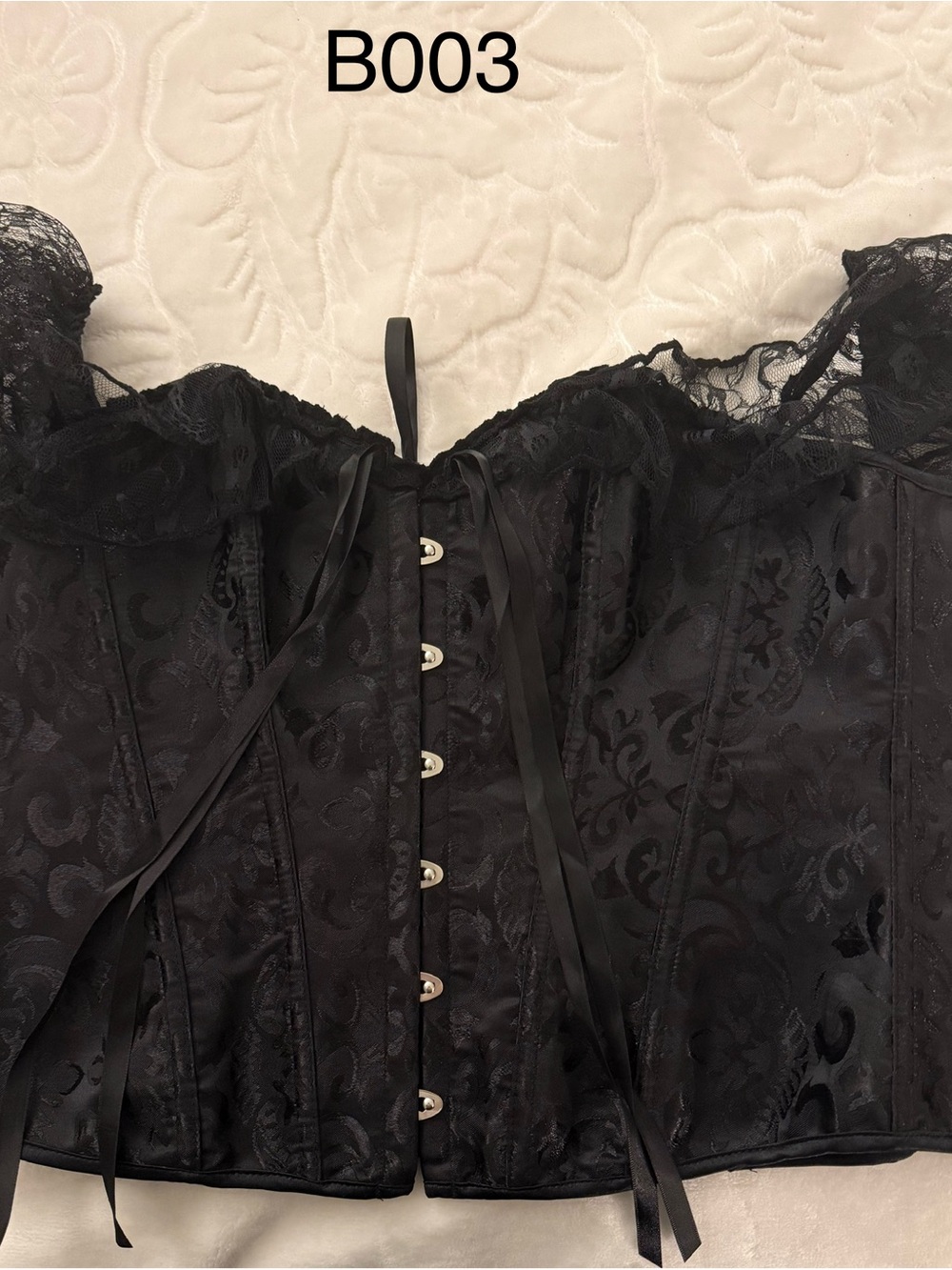 Black Lace Corset Top - Women's Off-Shoulder Bustier